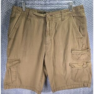 Plugg Short Mens 34 Brown Cargo Pockets Button Zip Mid Rise Casual Bottoms